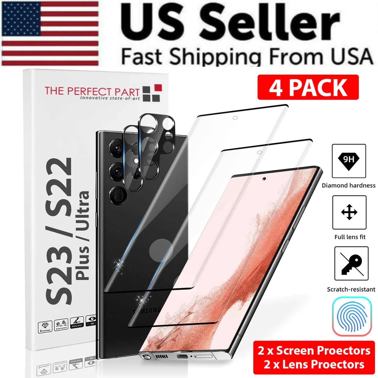 Premium Tempered Glass Screen Protector for Samsung S23/S22 Ultra Plus