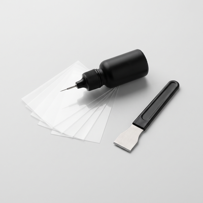 Homvella GlassFix windshield repair kit: resin applicator, curing films and razor blade